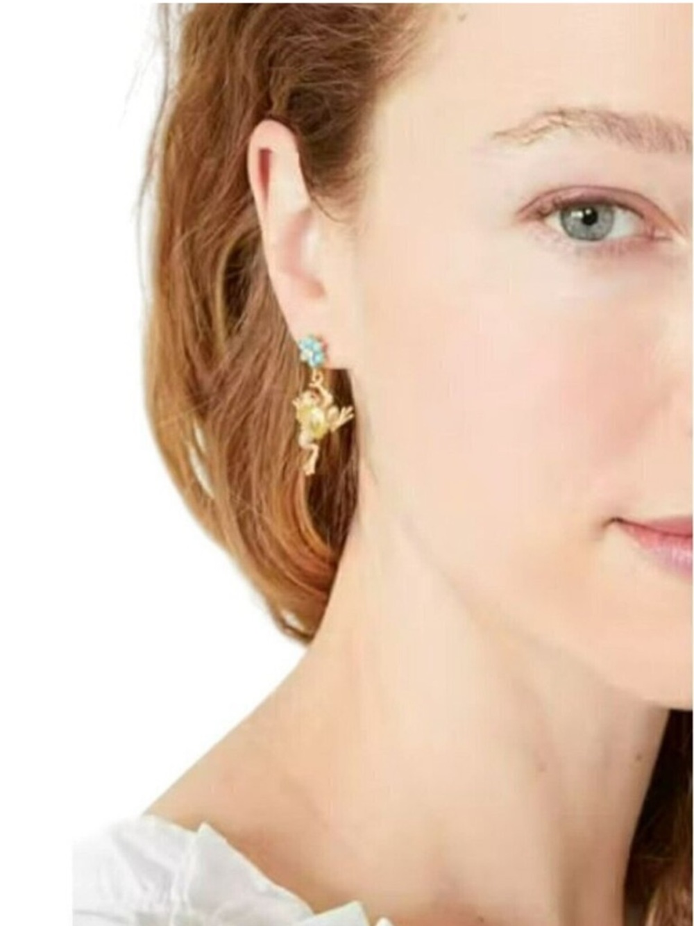 Kate Spade NY Nature Walk Frog pendant and drop earring set blue green gift new - Picture 9 of 10